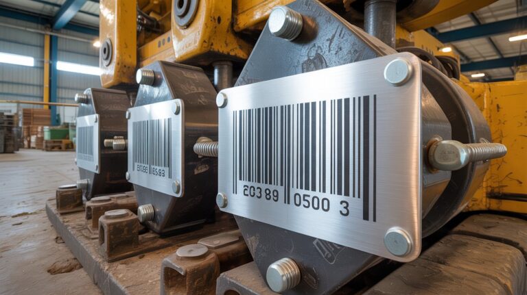 metal barcode labels dubai uae on industrial machinery and equipment