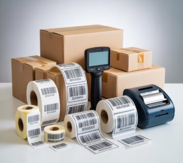 Barcode stickers in UAE including paper, thermal, and transparent label rolls