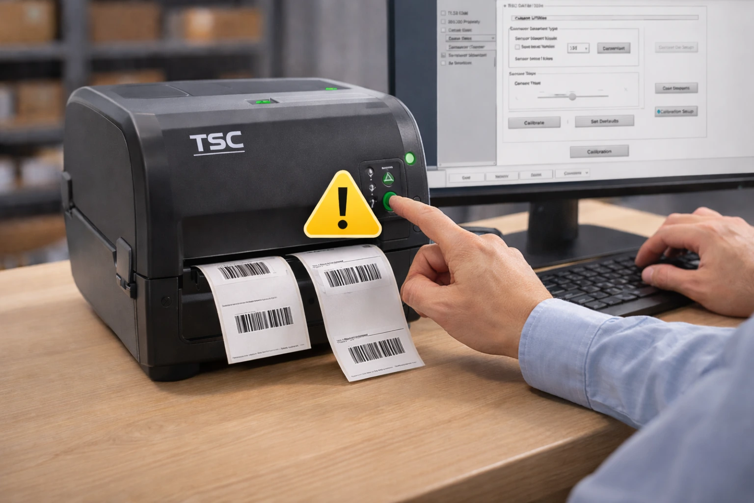 TSC barcode printer calibration and label alignment fix