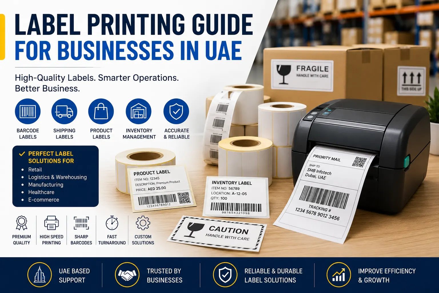 Label printing solutions for businesses in UAE using barcode and thermal label printers