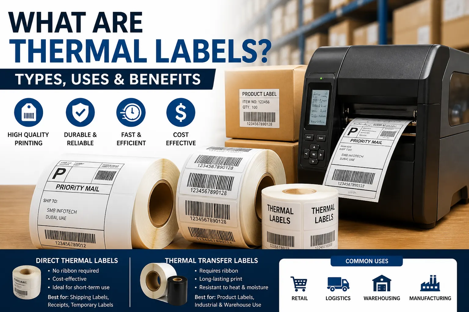 Thermal labels used for barcode and shipping label printing