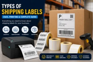 Different types of shipping labels used for barcode and thermal printing