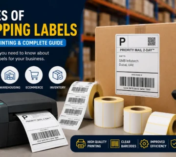 Different types of shipping labels used for barcode and thermal printing
