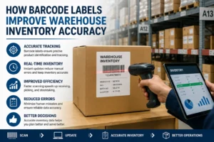 Barcode labels used for accurate warehouse inventory management and barcode tracking