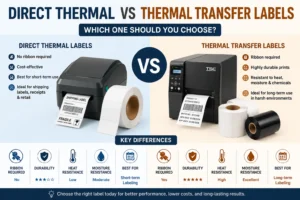 Comparison of direct thermal labels and thermal transfer labels used for barcode printing